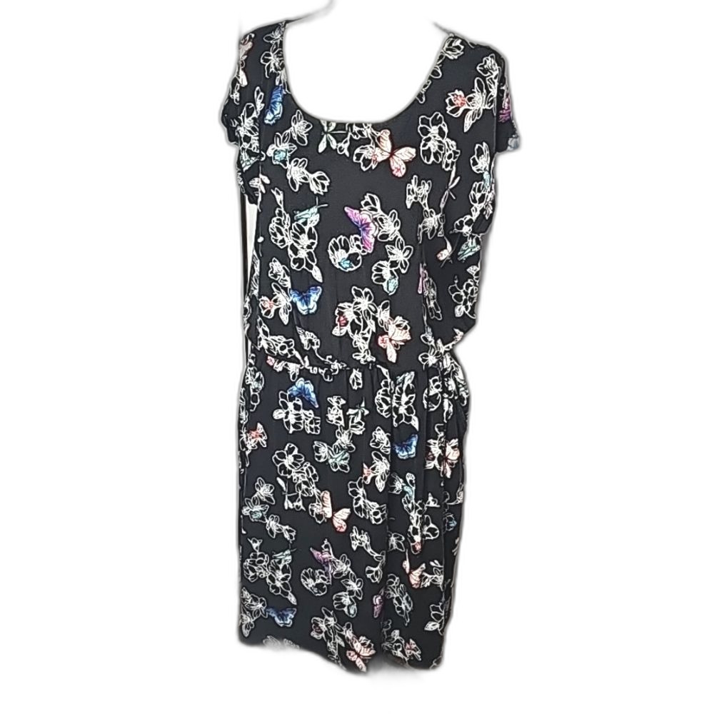 Midi Dress by APT9 Multicolor Size Large  Butterflies and Dragonflies side pocke
